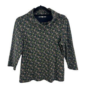 Seasalt Cornwall Floral Green Mockneck Top Womens Size 6